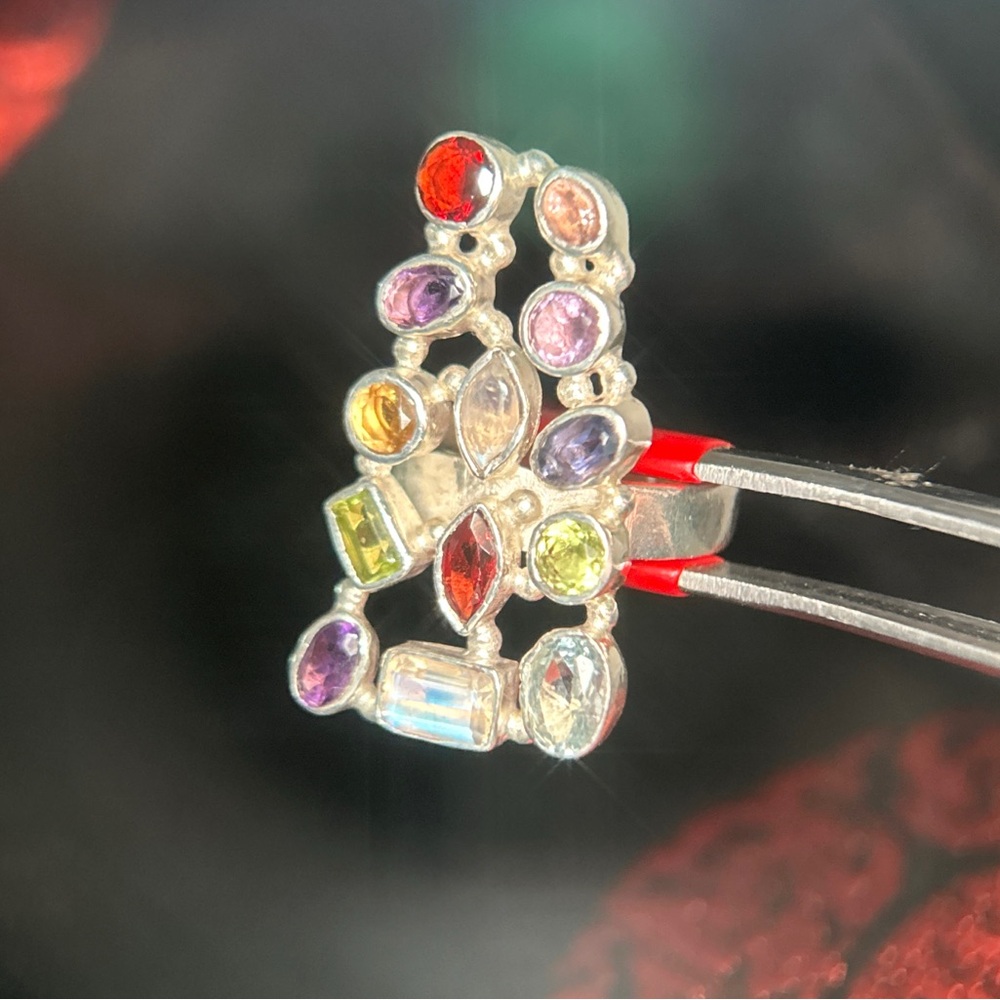 Multi-Stone Silver 925 Ring - image 8